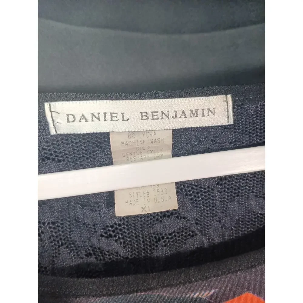 Daniel Benjamin Geisha XL Black Lace Back 3/4 Sleeve Crop Top USA VTG Rare 90s - Picture 6 of 7